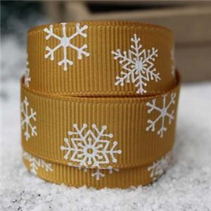 Go Grosgrain - Snowflakes Gold/White